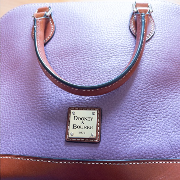 Dooney & Bourke Pebble Leather Zip Zip Satchel Handbag Lilac - Picture 3 of 5